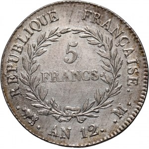 France, Napoleon I, 5 Francs AN 12 M, Toulouse