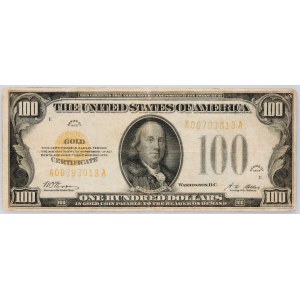 USA, 100 Dollars 1928, Gold Certificate, series A