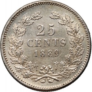 Niderlandy, Wilhelm III, 25 centów 1889, Topór
