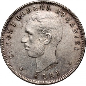 Romania, Charles I, 5 Lei 1906, Brussels