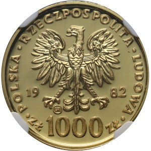 PRL, 1000 złotych 1982, Valcambi, Jan Paweł II, stempel zwykły