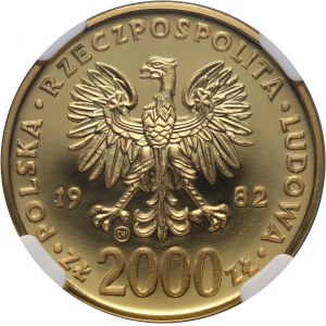 PRL, 2000 złotych 1982, Valcambi, Jan Paweł II, stempel zwykły