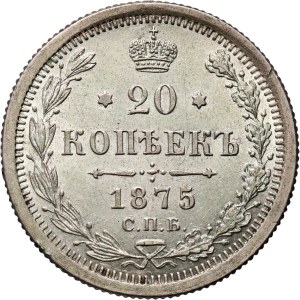 Russia, Alexander II, 20 Kopecks 1875 СПБ HI, St. Petersburg