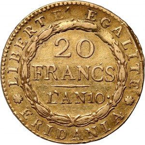 Italy, Subalpine Republic, 20 Francs L'AN 10 (1801-1802)