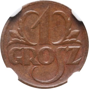 II RP, 1 grosz bez daty (1923), PRÓBA, jednostronna odbitka rewersu, Kings Norton