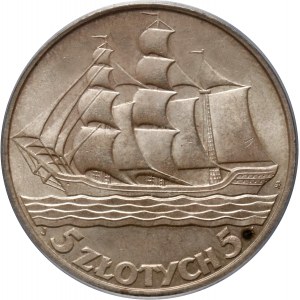 II RP, 5 złotych 1936, Warszawa, Żaglowiec