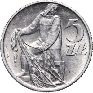 PRL, 5 złotych 1958, Rybak, wąska cyfra 8