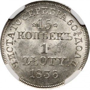 Zabór rosyjski, Mikołaj I, 15 kopiejek = 1 złoty 1836 MW, Warszawa