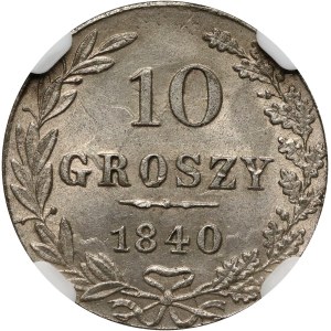 Zabór rosyjski, Mikołaj I, 10 groszy 1840 MW, Warszawa