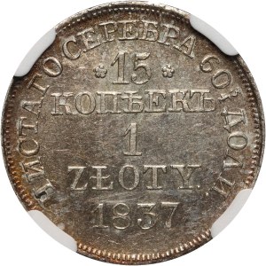 Zabór rosyjski, Mikołaj I, 15 kopiejek = 1 złoty 1837 MW, Warszawa