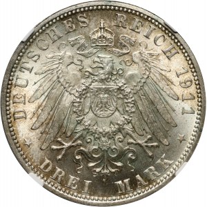 Niemcy, Bawaria, Luitpold, 3 marki 1911 D, Monachium, 90. Urodziny Luitpolda