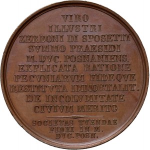 Wielkie Księstwo Poznańskie, medal bez daty, Joseph von Zerboni di Sposetti - prezes Rejencji Pruskiej w Wielkim Księstwie Poznańskim 1825