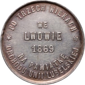 XIX wiek, medal z 1869 roku, Lwów, 300-lecie Unii Lubelskiej