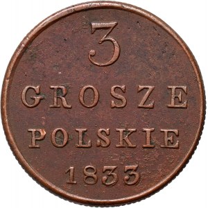 Królestwo Kongresowe, Mikołaj I, 3 grosze polskie 1833 KG, Warszawa