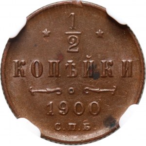 Rosja, Mikołaj II, 1/2 kopiejki 1900 СПБ, Petersburg
