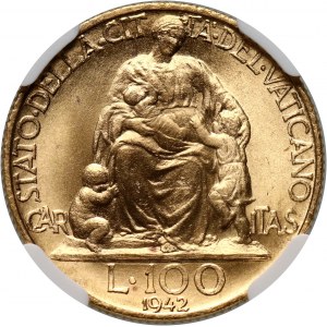 Vatican, Pius XII, 100 Lire 1942
