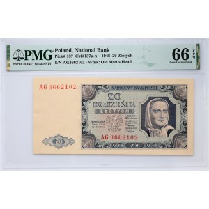 PRL, 20 złotych 1.07.1948, seria AG