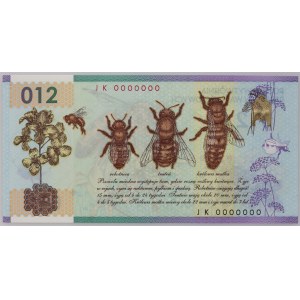 PWPW, 012, banknot testowy, Pszczoła miodna, 2012, seria JK