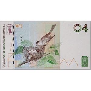 PWPW, 04, banknot testowy, Ptaki (pokrzewka czarnołbista) 2004, seria AA