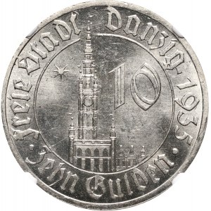 Wolne Miasto Gdańsk, 10 guldenów 1935, Berlin, Ratusz Gdański