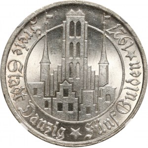 Wolne Miasto Gdańsk, 5 guldenów 1927, Berlin, Kościół Marii Panny