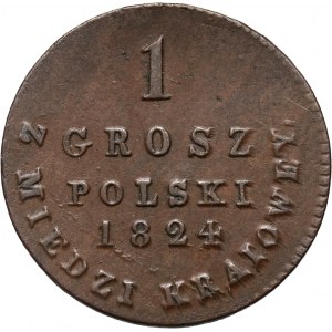 Królestwo Kongresowe, Aleksander I, grosz z miedzi krajowej 1824 IB, Warszawa