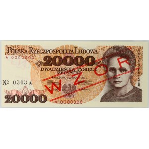 PRL, 20000 złotych 1.02.1989, WZÓR, No. 0303, seria A