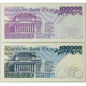 III RP, zestaw 2 x 100000 złotych 1.02.1990 (seria T) i 16.11.1993 (seria R)