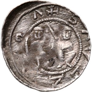 Władysław II Wygnaniec 1138-1146, denar, walka rycerza z lwem