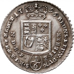 Germany, Braunschweig-Calenberg-Hannover, Georg III, 1/6 Thaler 1796 PLM, Clausthal