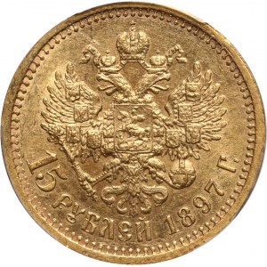 Russia, Nicholas II, 15 Roubles 1897 (АГ), St. Petersburg