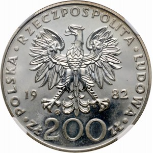 PRL, 200 złotych 1982, Valcambi, Jan Paweł II, stempel zwykły