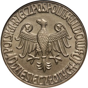 PRL, 10 złotych 1964, Warszawa, Kazimierz Wielki, miedzionikiel, bez napisu PRÓBA
