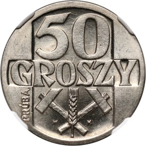 PRL, 50 groszy 1958, PRÓBA, nikiel