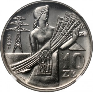 PRL, 10 złotych 1964, Kobieta z kłosami (XX Lat PRL), PRÓBA, nikiel