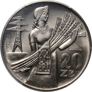 PRL, 20 złotych 1964, Kobieta z kłosami (XX Lat PRL), PRÓBA, nikiel