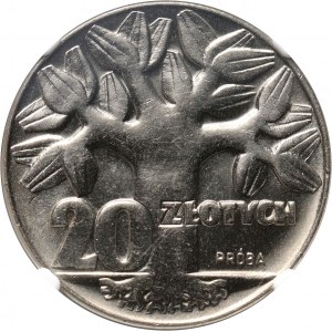 PRL, 20 złotych 1964, Drzewo, PRÓBA, nikiel