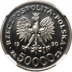 III RP, 50000 złotych 1990, Solidarność 1980-1990, PRÓBA, nikiel