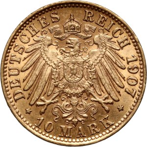 Germany, Bremen, 10 Mark 1907 J, Hamburg