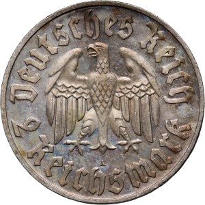 Niemcy, III Rzesza, 2 marki 1933 A, Berlin, Marcin Luter, Stempel lustrzany, PROOF