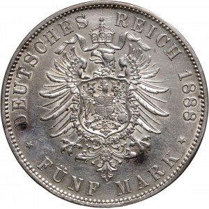 Germany, Prussia, Friedrich III, 5 Mark 1888 A, Berlin