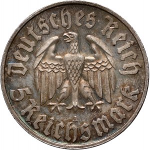 Niemcy, III Rzesza, 5 marek 1933 A, Berlin, Marcin Luter, Stempel lustrzany, PROOF