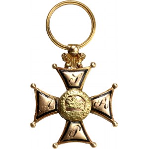 XIX wiek, miniaturka Orderu Wojskowego Virtuti Militari Księstwa Warszawskiego, złoto