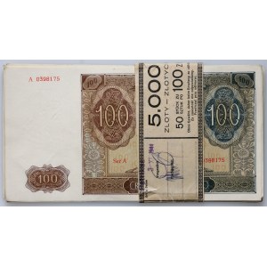 Generalna Gubernia, fragment paczki, 14 x 100 złotych 1.08.1941, seria A