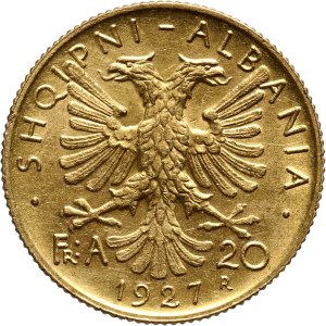 Albania, Amet Zogu, 20 Franga Ari 1927 R, Rome