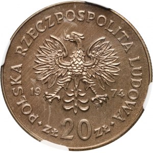 PRL, 20 złotych 1974, Marceli Nowotko, PRÓBA, miedzionikiel