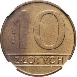 PRL, 10 złotych 1989, PRÓBA, mosiądz
