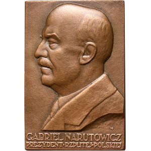 II RP, plakieta, Mennica Państwowa w Warszawie, Prezydent Gabriel Narutowicz