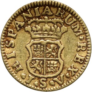 Hiszpania, Ferdynand VI, 1/2 escudo 1757 SJV, Sewilla