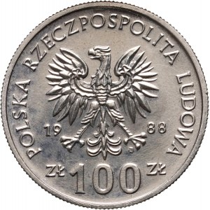 PRL, 100 złotych 1988, Jadwiga, PRÓBA, Miedzionikiel